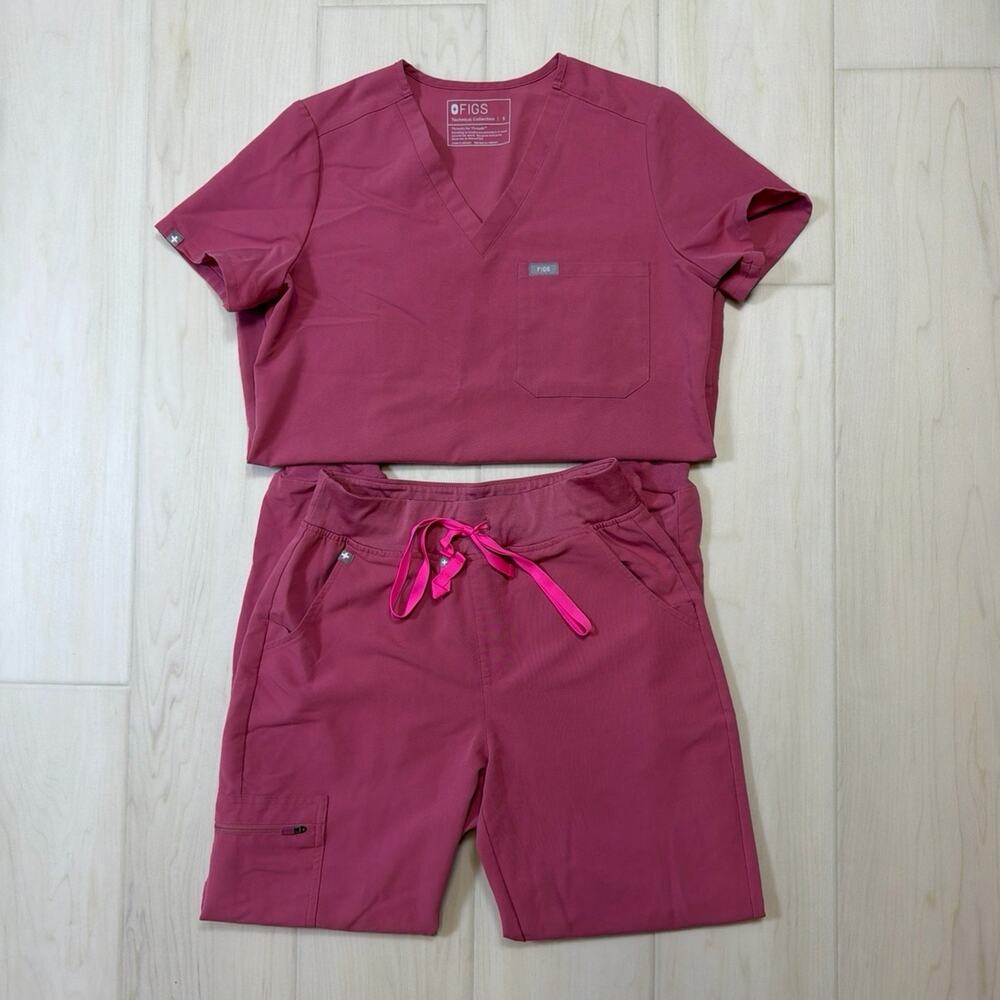 FIGS Quartz Limited Ed Breast Cancer Catarina Top Zamora Jogger Scrub Set Size S